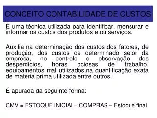 conceito contabilidade de custos