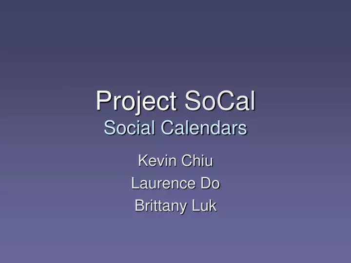 project socal social calendars