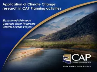 Application of Climate Change research in CAP Planning activities