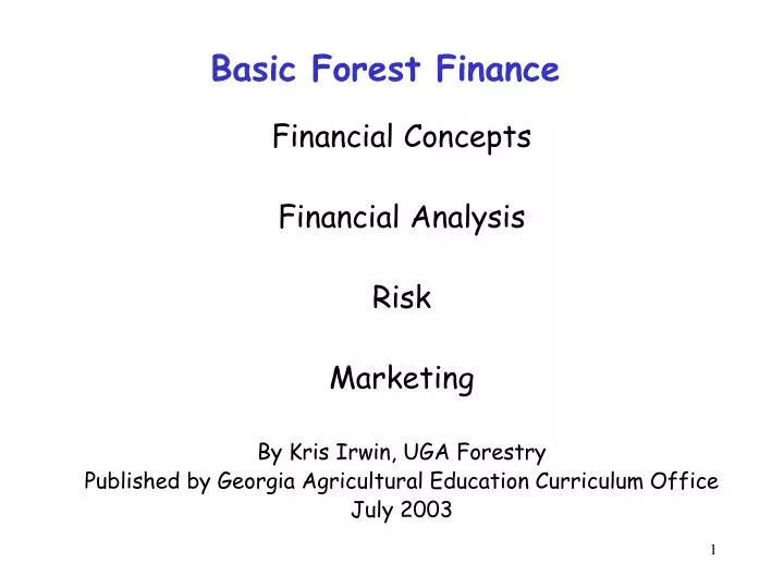 basic forest finance