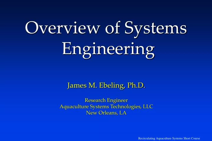 overview of systems engineering