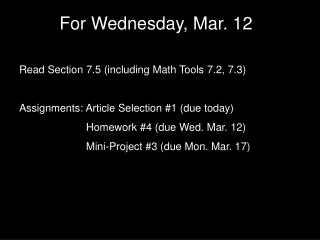 For Wednesday, Mar. 12