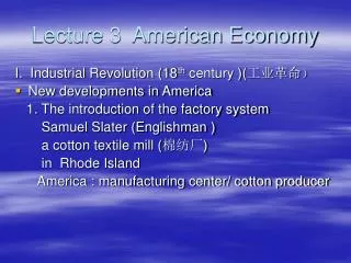 Lecture 3 American Economy