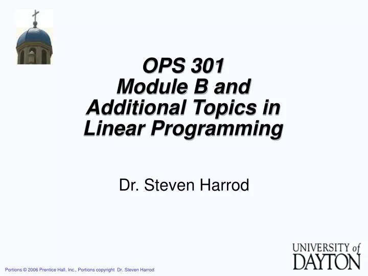 ops 301 module b and additional topics in linear programming