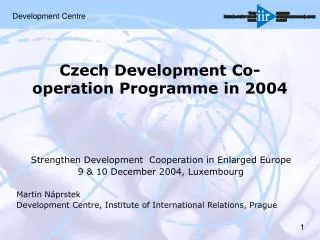 Czech Development Co-operation Programme in 2004