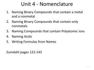 Unit 4 - Nomenclature