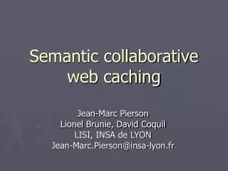 Semantic collaborative web caching