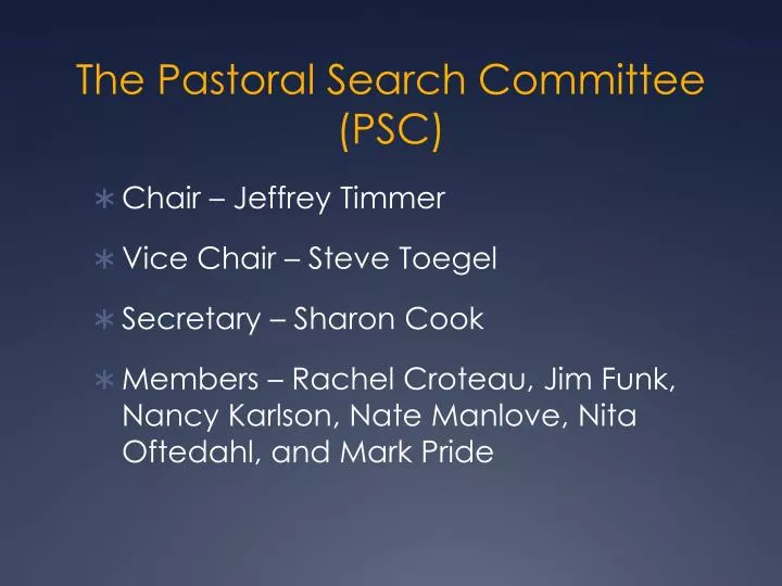the pastoral search committee psc