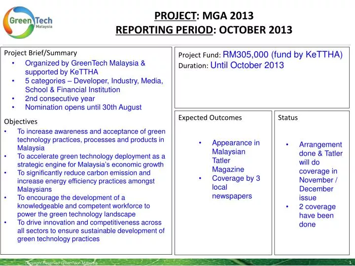 project mga 2013 reporting period october 2013
