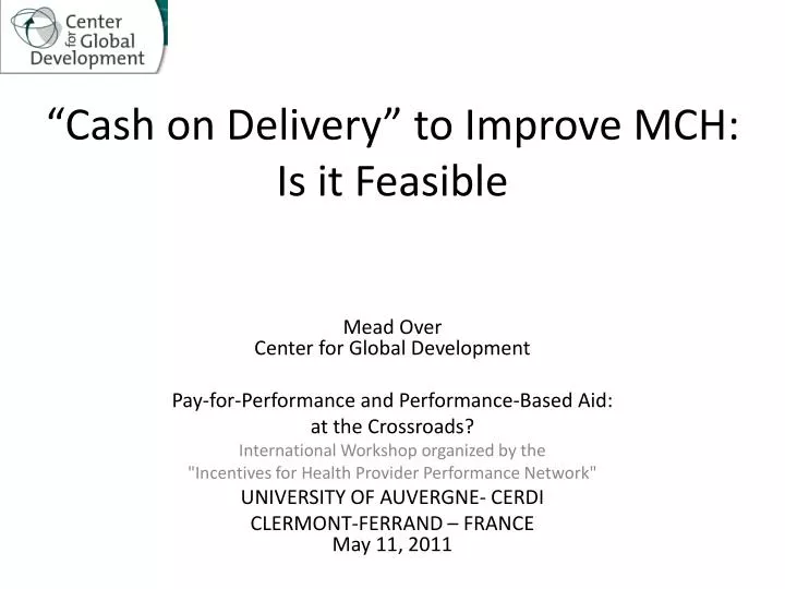 cash on delivery to improve mch is it feasible