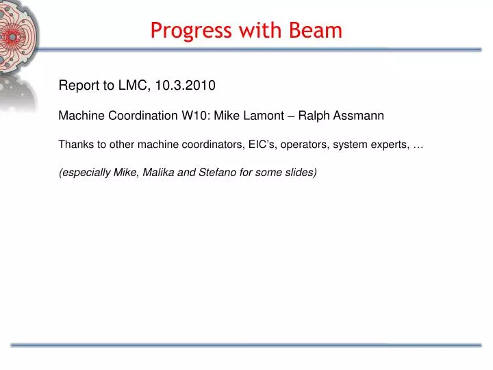 progress with beam