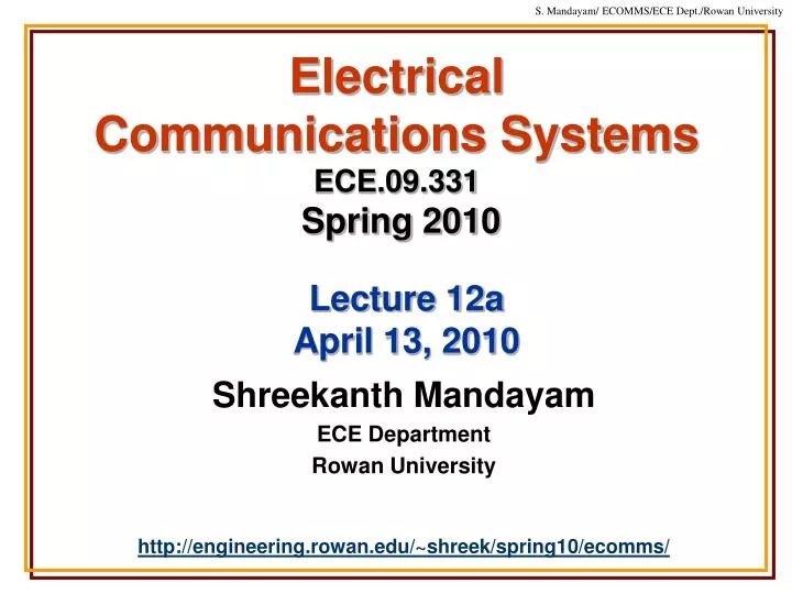 electrical communications systems ece 09 331 spring 2010