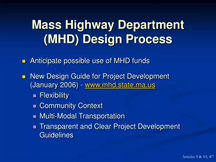 mass highway department mhd design process