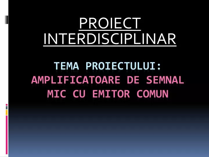 proiect interdisciplinar