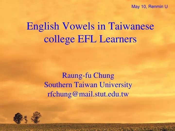 english vowels in taiwanese college efl learners