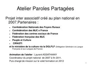 atelier paroles partag es