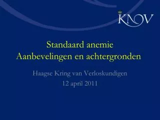 standaard anemie aanbevelingen en achtergronden