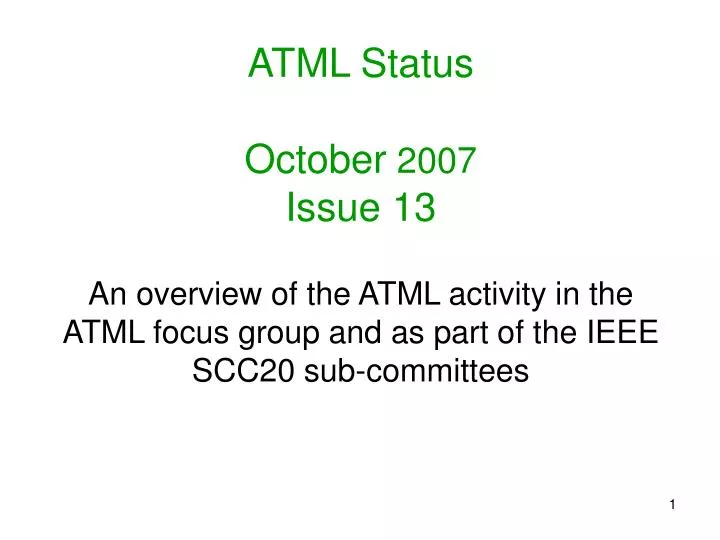 atml status october 2007 issue 13