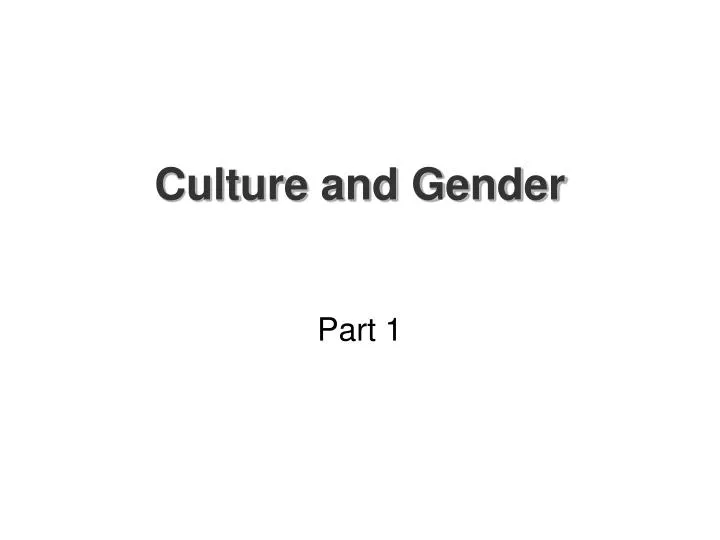culture and gender