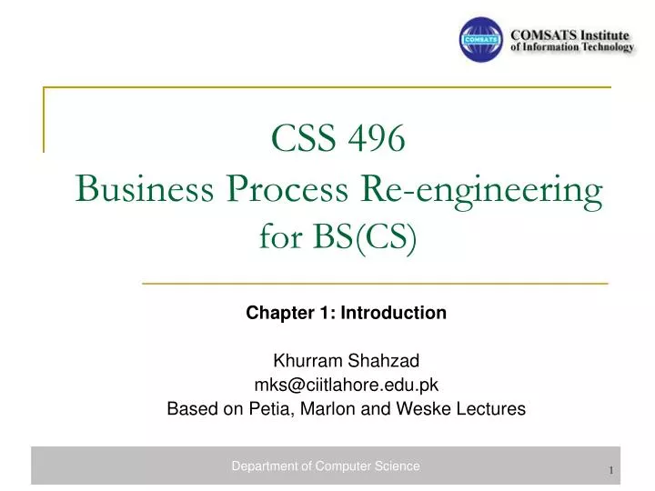 css 496 business process re engineering for bs cs