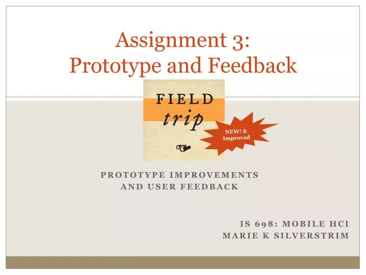 assignment 3 prototype and feedback