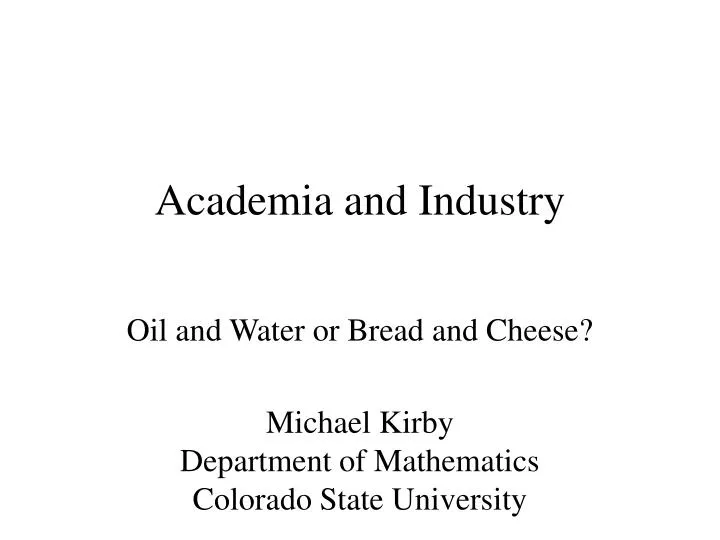 academia and industry