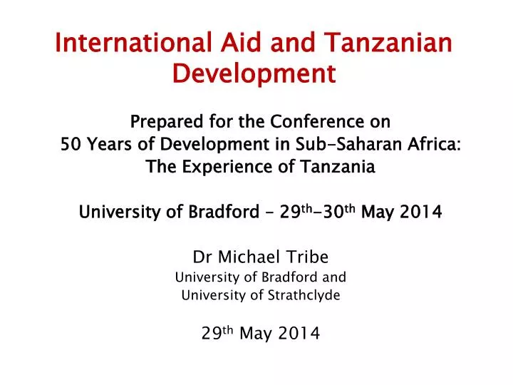 international aid and tanzanian development