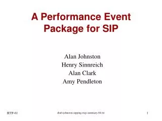 A Performance Event Package for SIP