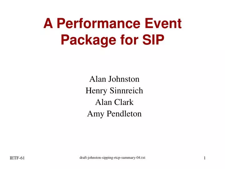 a performance event package for sip