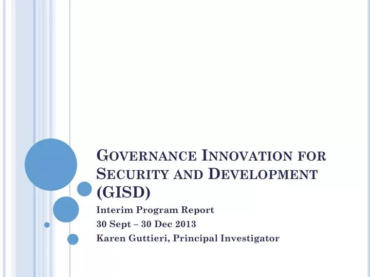 governance innovation for security and development gisd
