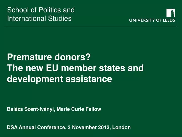 premature donors the new eu member states and development assistance