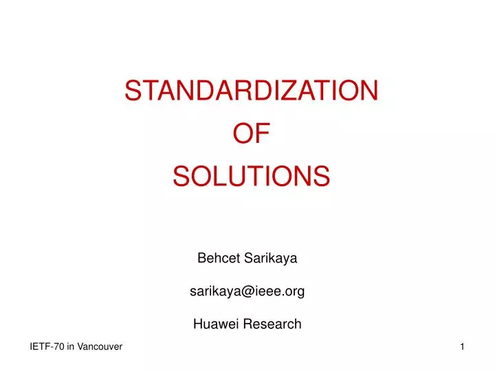 standardization of solutions