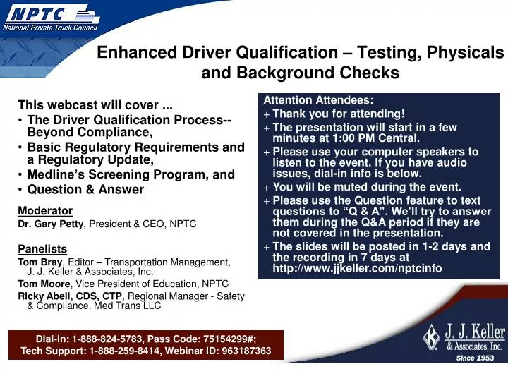 enhanced driver qualification testing physicals and background checks
