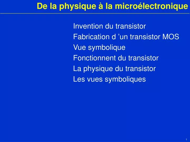 de la physique la micro lectronique