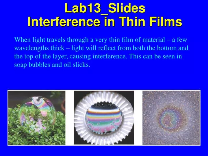 lab13 slides interference in thin films