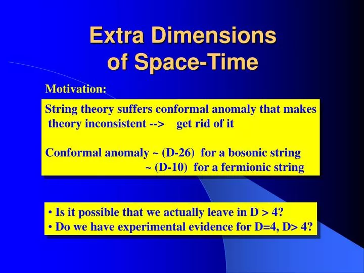 extra dimensions of space time
