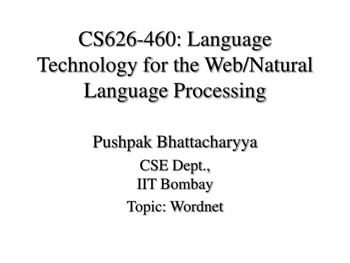 cs626 460 language technology for the web natural language processing