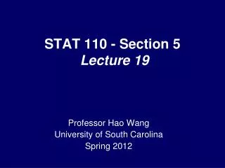 STAT 110 - Section 5 Lecture 19