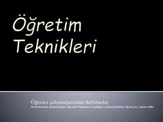retim teknikleri