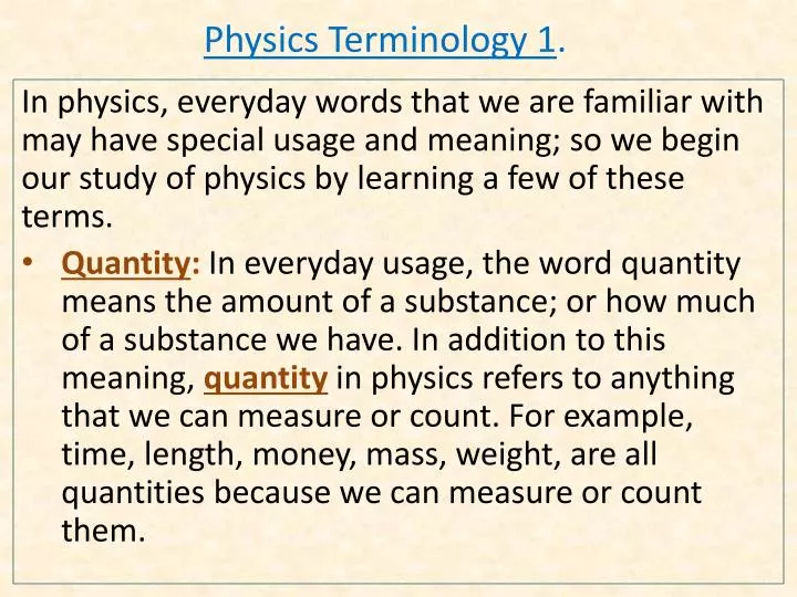 physics terminology 1