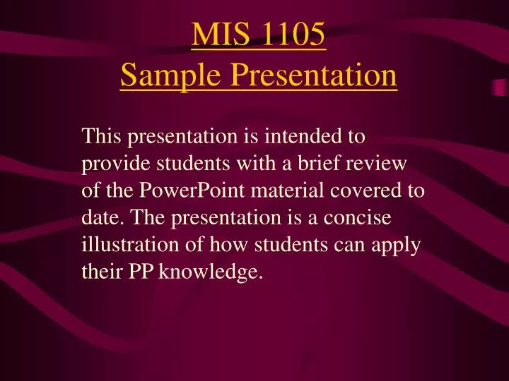 mis 1105 sample presentation