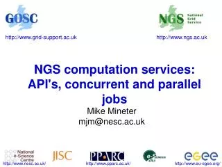 NGS computation services: API's, concurrent and parallel jobs
