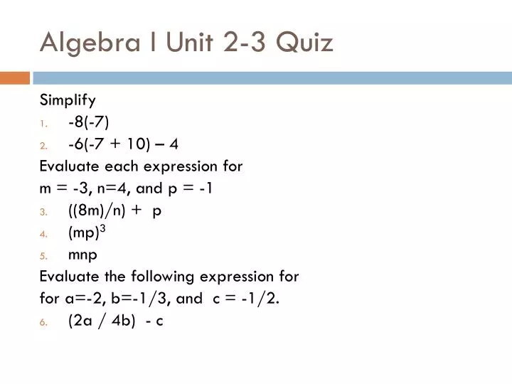 algebra i unit 2 3 quiz
