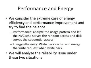 Performance and Energy