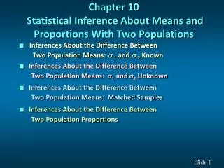 Chapter 10 Statistical Inference About Means and Proportions With Two Populations