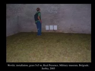 Worlds, installation, grass 5x5 m, Real Presence, Military museum, Belgrade, Serbia, 2005