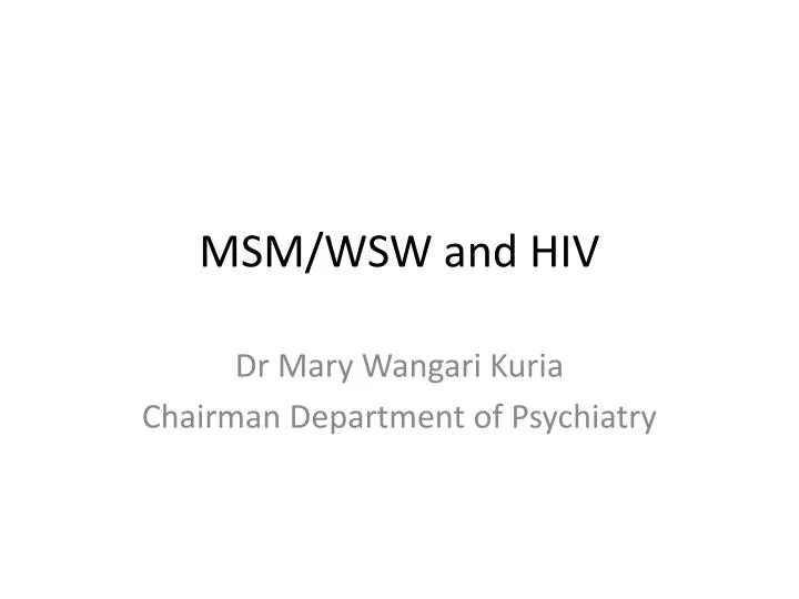 msm wsw and hiv
