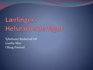 l rlinger i helsearbeiderfaget
