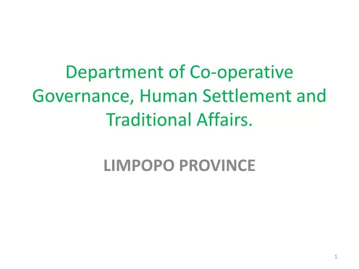 department of co operative governance human settlement and traditional affairs