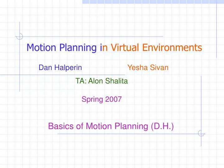 motion planning i n virtual environments